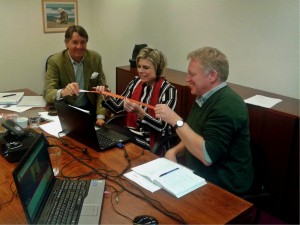 Wiet de Bruijn, Chairman of Rewilding Europe Supervisory Board (left), Princess Laurentien van Oranje (centre) and Managing Director of Rewilding Europe, Frans Schepers (right) cutting the ribbon and launching the Rewilding Europe Circle.